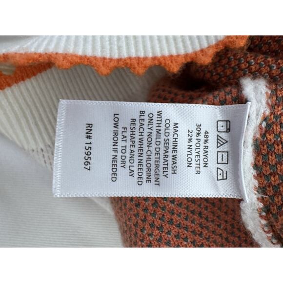 NWOT Vintage Sweater Vest Orange Print Pullover Hipster - Picture 3 of 5